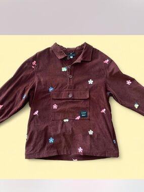 Lazy Oaf Floral Embroidered Corduroy Pullover
